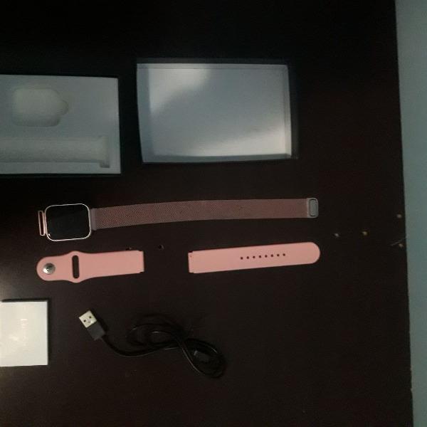 relógio inteligente smartwatch p70 rosa, android e ios