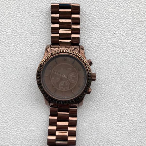 relógio michael kors feminino marrom cobre com cristais