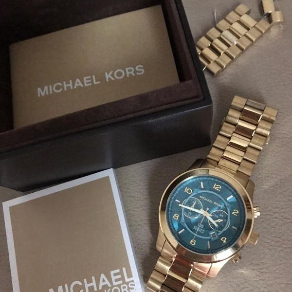 relógio original michael kors, dourado mk-8315