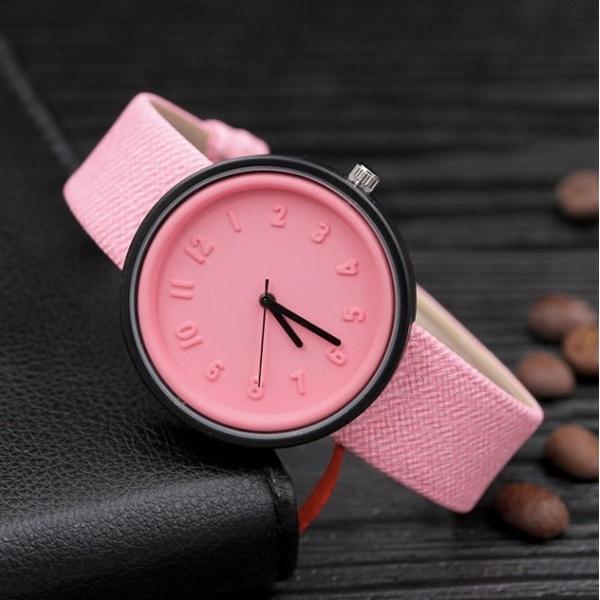relógio rosa de lona