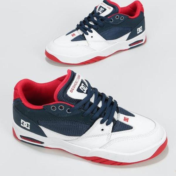 tênis dc shoes maswell imp skate eua branco vermelho azul