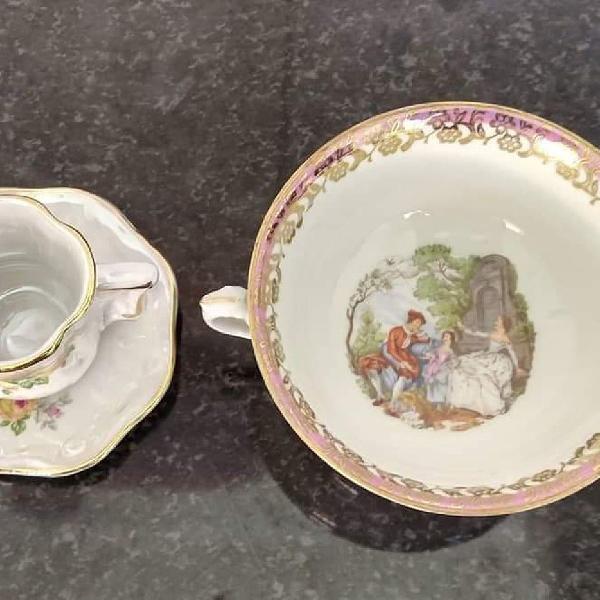 2 xícaras de porcelana antiga decorativas