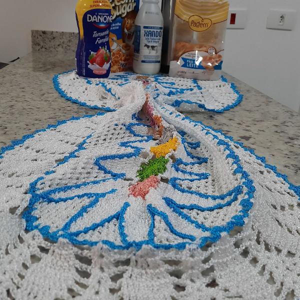 3 peças de crochê mesa