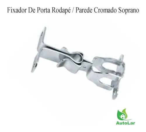 Fixador De Porta Rodapé / Parede Cromado Soprano - Kit C/6