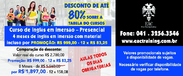 Inglês em imersão-cursos presenciais e online