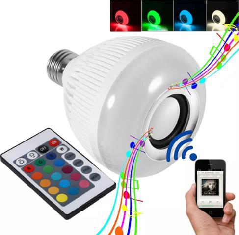 Lampada Luz Led Rgb Bluetooth Caixa Som + Controle Remoto