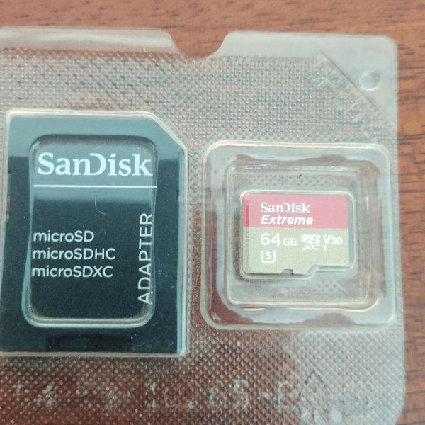 Memória Sandisk Extreme 90mb/s Uhs-i U3 V30 64gb Microsdxc