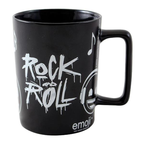 caneca alça quadrada 500 ml emoji rock and roll