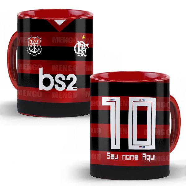 caneca do flamengo com nome personalizado colorida