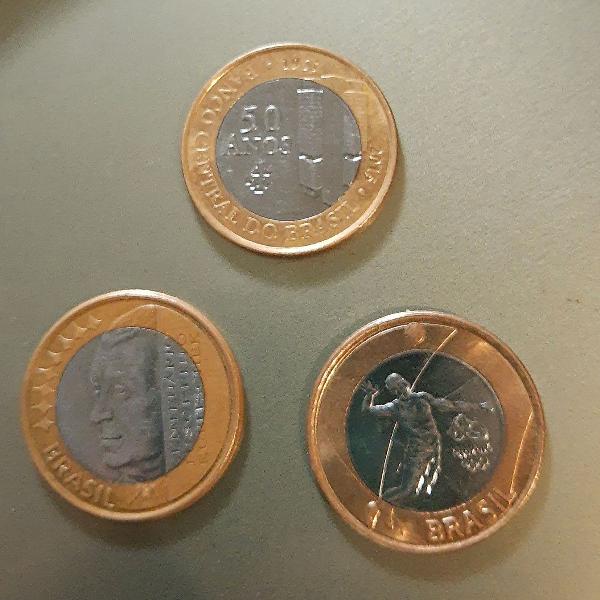 coletânea de 3 moedas de um real especiais