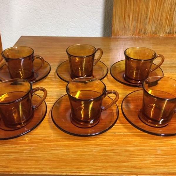 conjunto de xícaras cafe duralex ambar transparente