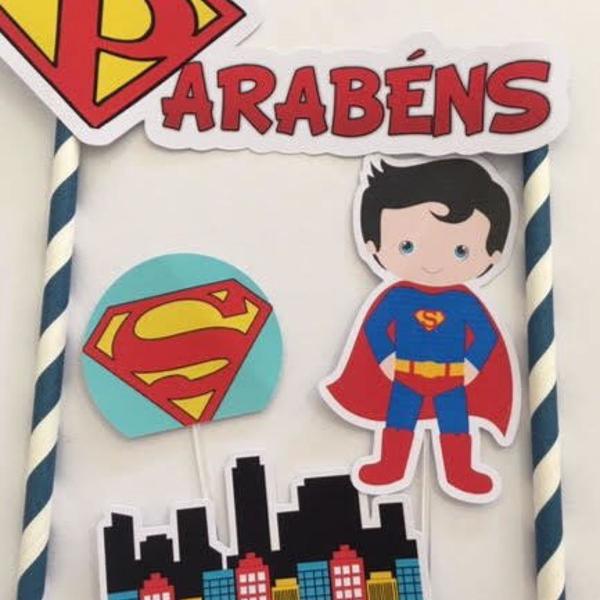 kit descartáveis superman toy - copo, prato , topo de bolo