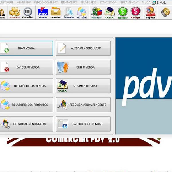 software para pdv frente de caixa, estoque e financeiro