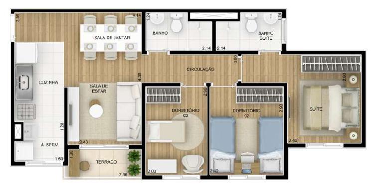 Apartamento Novo 3 dormitórios Mauá -completo -M.Casa