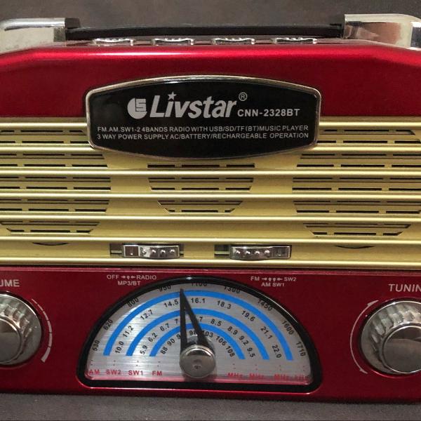 rádio portátil com lanterna livstar (cnn-2328bt)
