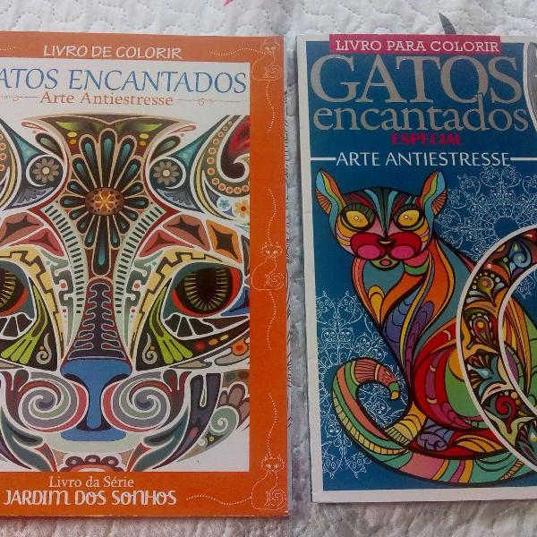 Kit de 2 livros de colorir Gatos Encantados - Arte