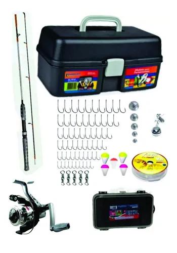 Pesca Kit Leve Vara Molinete Isca Maleta Linha Promoção