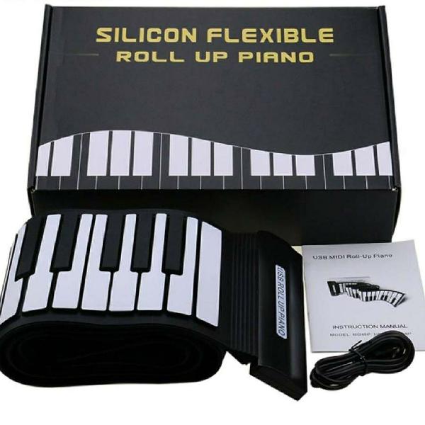 Teclado Flexível de Silicone MIDI Enrole Piano Eletrônico