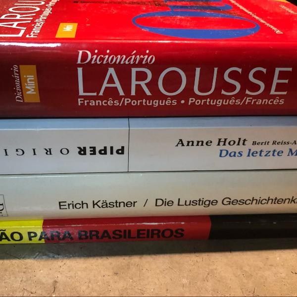 combo livros, dicionário francês e livros alemães