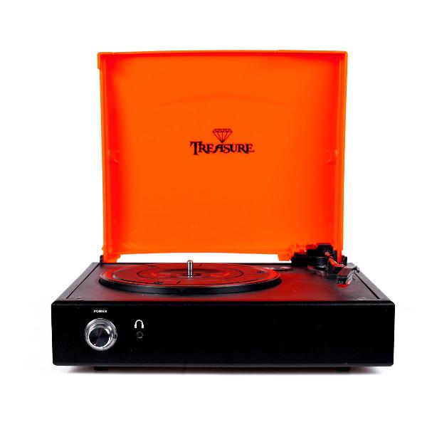 vitrola toca discos treasure - orange / black com software