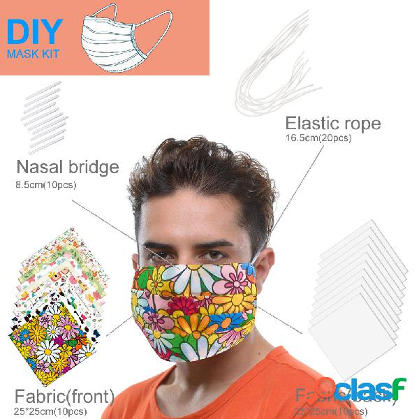 10 Peças De Materil DIY Máscara Algodão Impresso Bonito