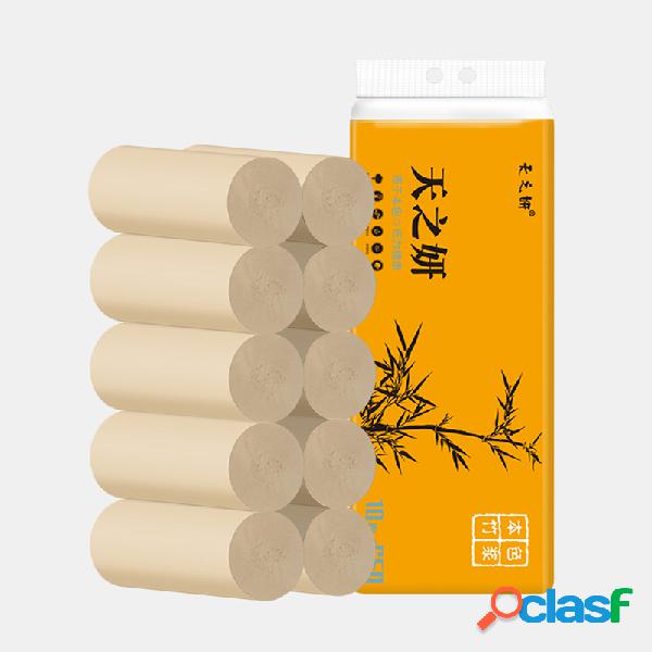 10 rolos de papel de bambu sem núcleo Toalha Ultra Soft