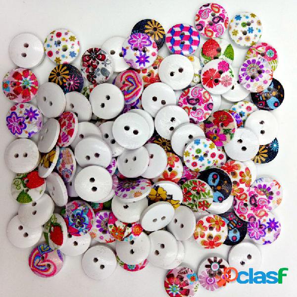 100 Pcs 15mm Colorido Flor Botões de Costura Botões