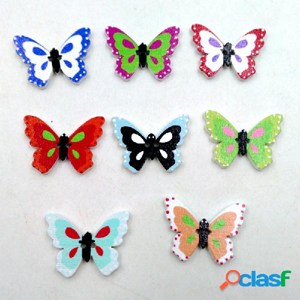100 Pcs Borboleta Colorida Em Forma De Botões De Costura De