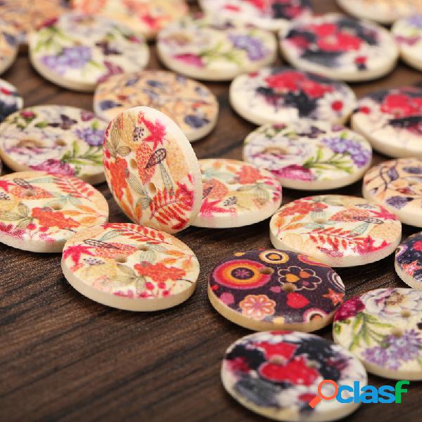 100 pcs estilo vintage botões de madeira diy craft botões