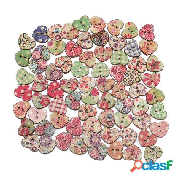 100peças Botão de Madeira Para Costura DIY Forma de