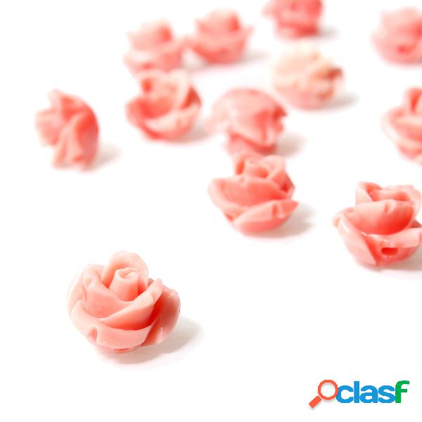 10mm 15Pcs Pink Shell Carved Rose Flower Loose Beads Cloth