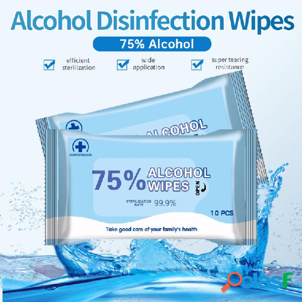 10pcs álcool descartável limpa 99,9% toalhetes de limpeza