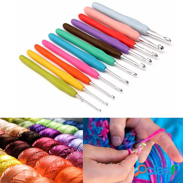 11pcs Multicolor Soft Plastic Handle Gancho de crochet de