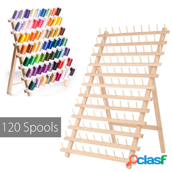 120 Spools Wood Folded Thread Rack Sewing Embroidery Stand