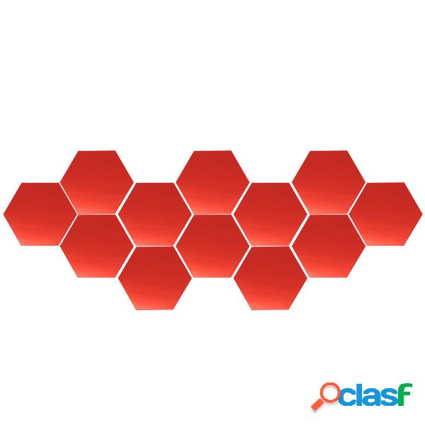 12Pcs 3D Mirror Hexagon Vinyl Removable Wall Sticker Decal