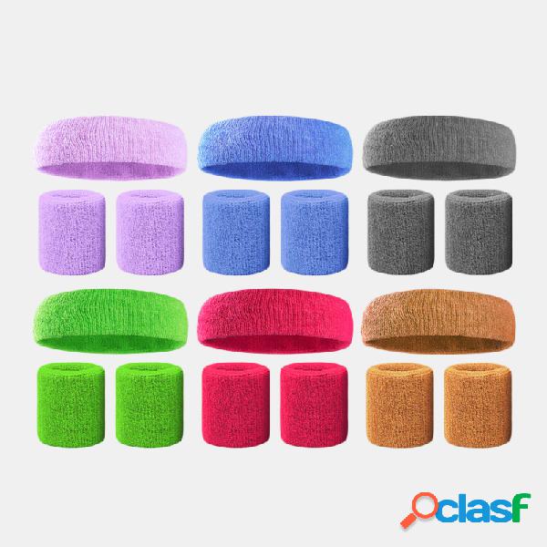 15 Cores Soft Toalha Pulseira Esportes Headband Set Elastic