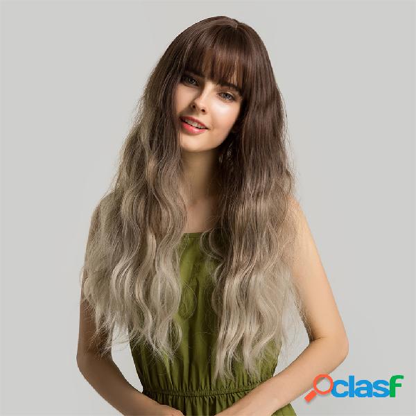 24 polegadas Neat Bangs Gradient Peruca Cabelo sintético