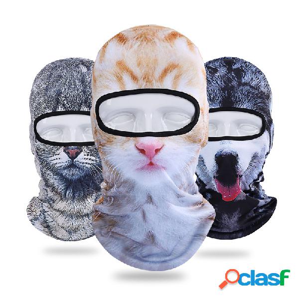 3D Cat Tiger Animal Respirável Bicicleta Full Face Mask