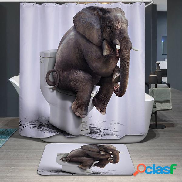 3D Print Elephant Shower Curtain Fabric Tapete De Banheiro