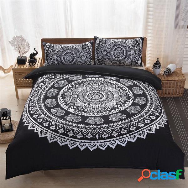 3PCS Indian Mandala Hippie Polyester King Size Bedding