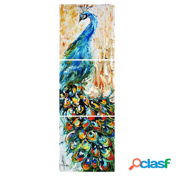 3Pcs Modern Peacock Canvas Painting Frameless Wall Art
