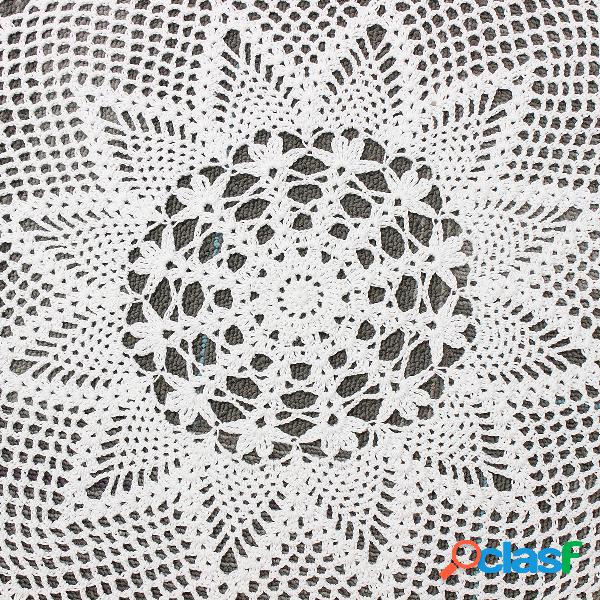 60cm Handmade Crochet Lace Placemat Doilies Algodão Redonda