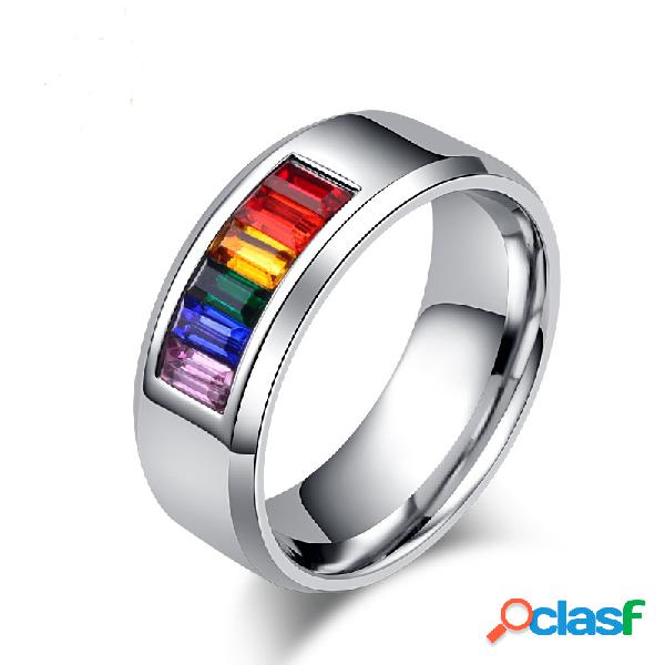 8 milímetros de aço inoxidável anel de arco-íris anéis