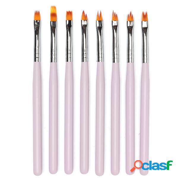 8Pcs French Nail Art Brushes Paint Draw Pen Builder Gradient