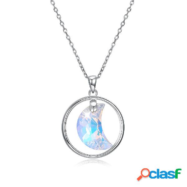 925 Sterling Silver Shining Zirconia Colar de Cristal Dangle