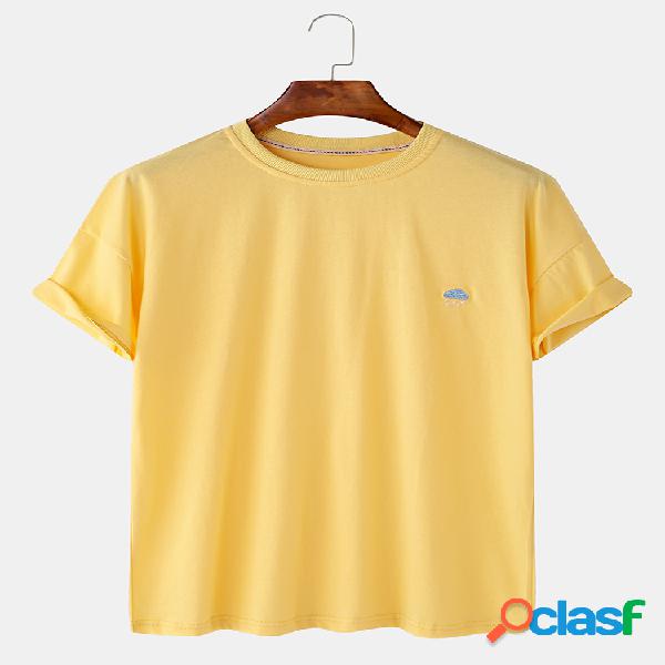 95% algodão 5 cores bordado fosco casa casual t-shirt