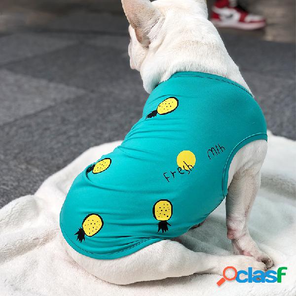 Abacaxi Fino Verão Padrão Pet Vest Vestuário Cachorro