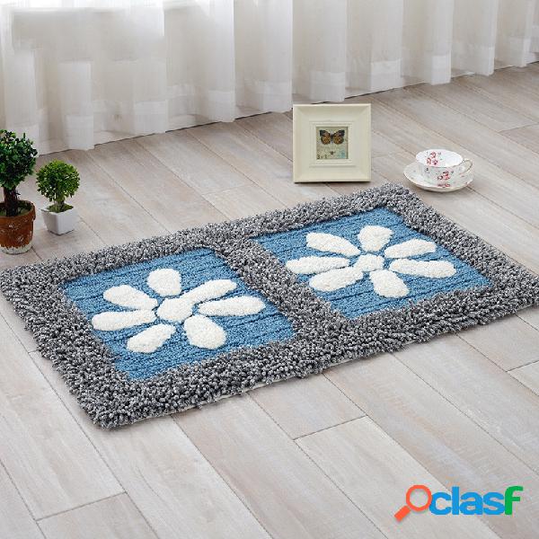 Algodão Chenille Chão Absorvente Tapetes Padrão de Flor