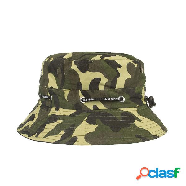 Algodão Mens Verão Respirável Camuflagem Bucket Cap Ao Ar