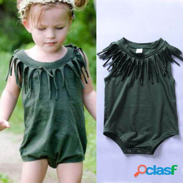 Algodão Tassel Decor Unisex bebê Romper sem mangas para